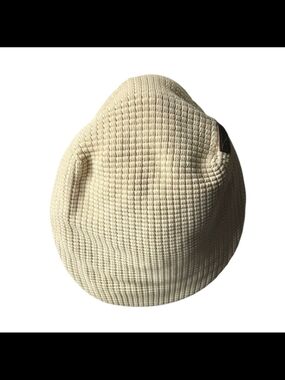Cream Waffle Knit Slouch Cap.